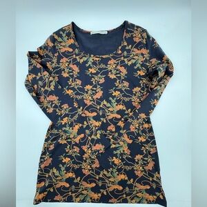 Peruvian Connection Dark Floral Shirt 96% Pima Cotton